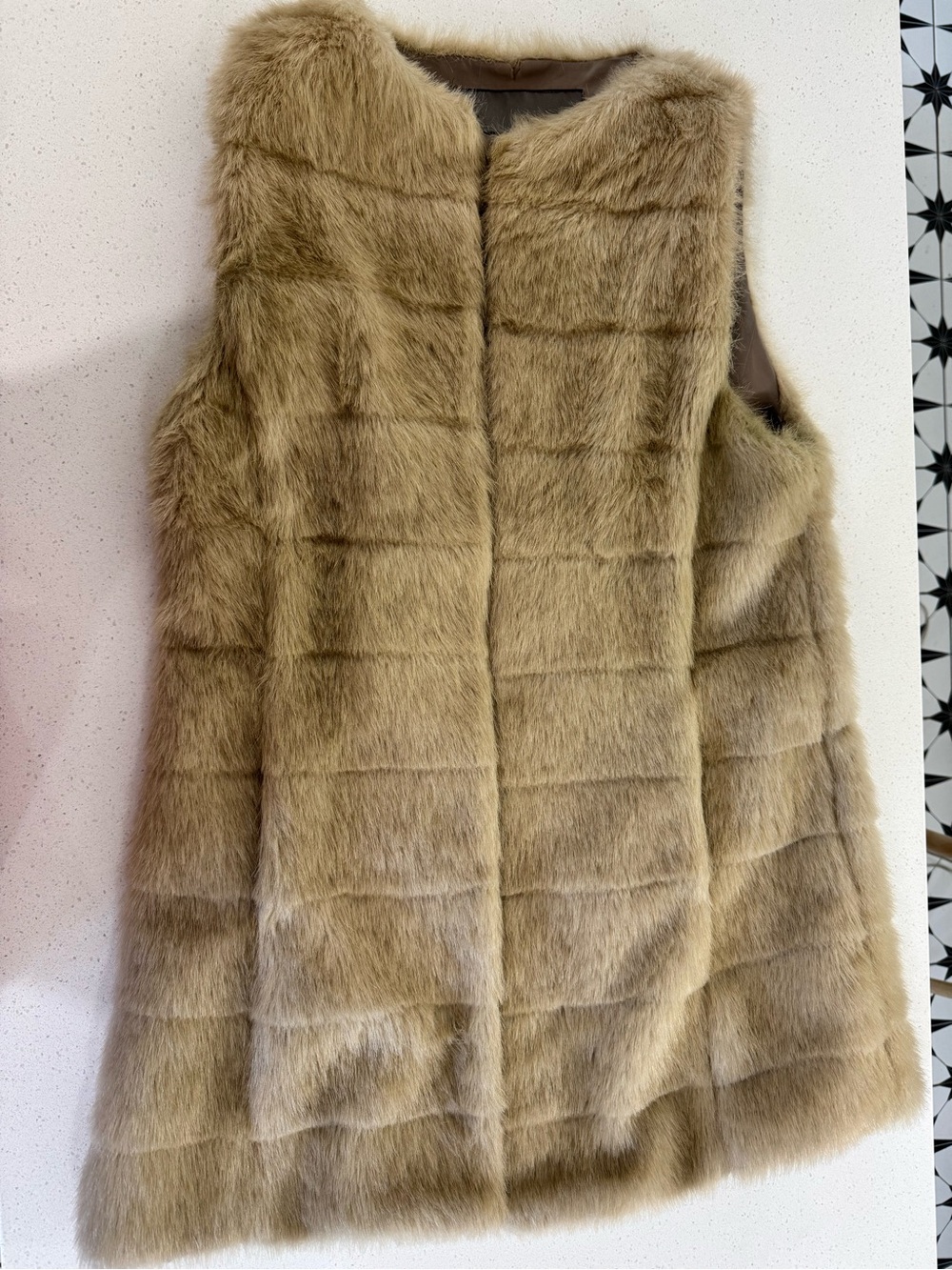 Zara Faux Fur Vest in Tan